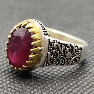 انگشتر نقره مردانه مدل سنگ یاقوت سرخ کد p1650