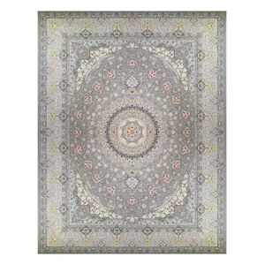 فرش ماشینی 1500 شانه خواجوی زمینه و حاشیه نقره ای طرح رجینا 