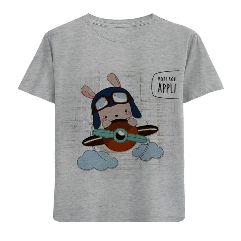 تی شرت پسرانه مدل کوتاه خرگوش خلبان F539