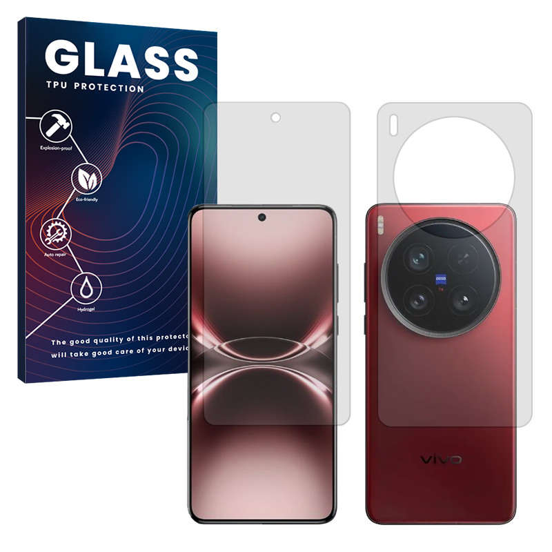محافظ صفحه نمایش شفاف گلس مدل Resistant مناسب برای گوشی موبایل ویوو X200 Ultra به همراه محافظ پشت گوشی 