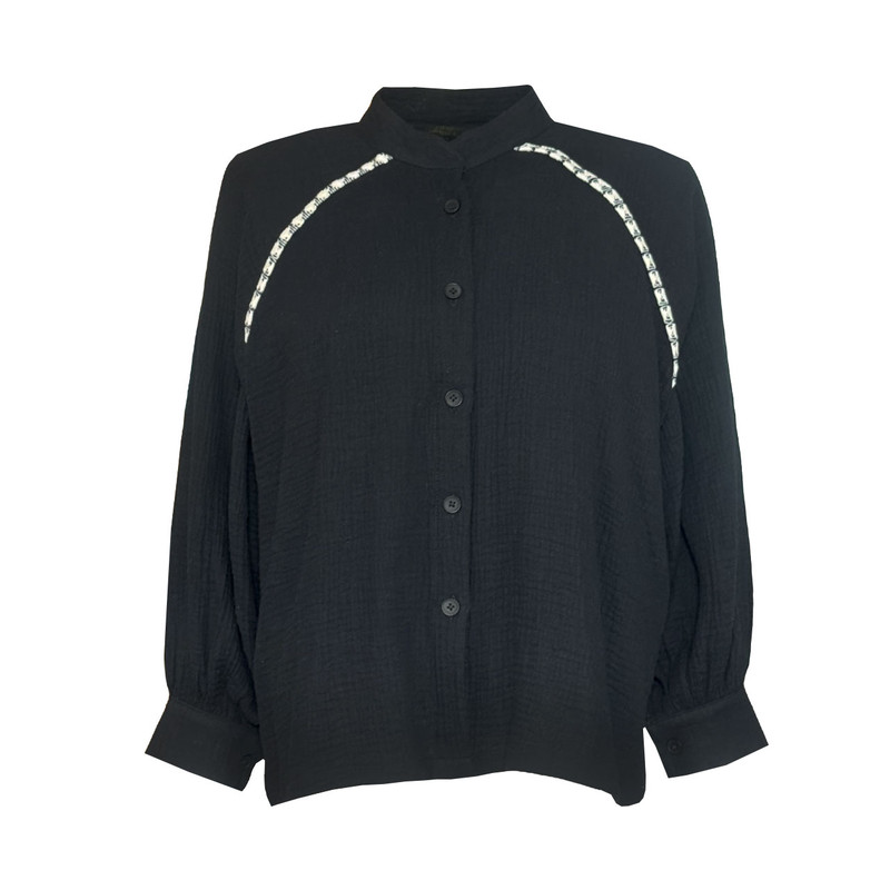 شومیز آستین بلند یقه ایستاده زنانه مدل 8001