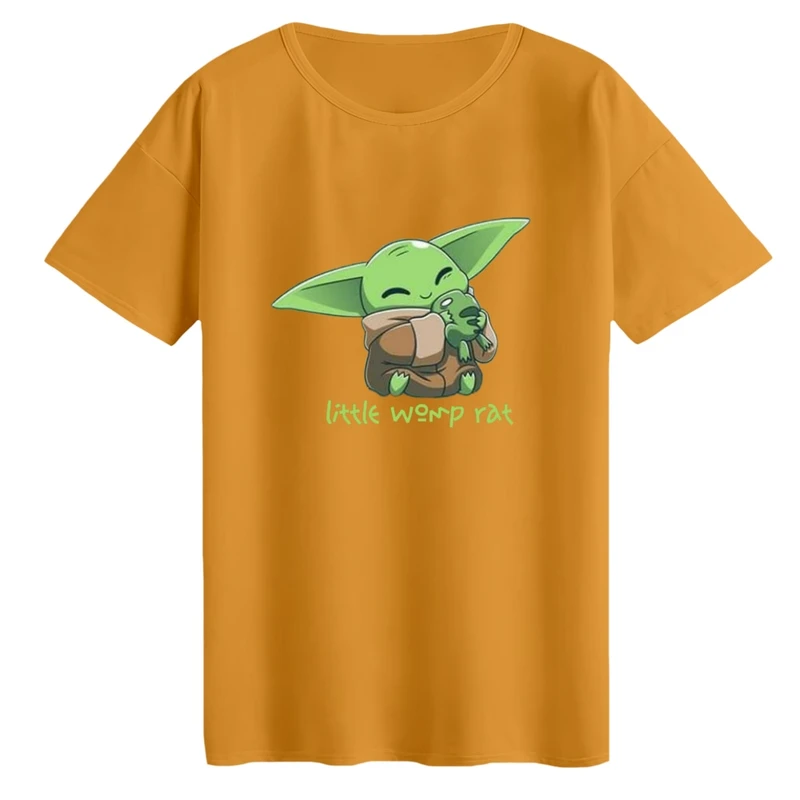 تی‌شرت لانگ آستین کوتاه زنانه مدل بیبی یودا کد 6 رنگ نارنجی