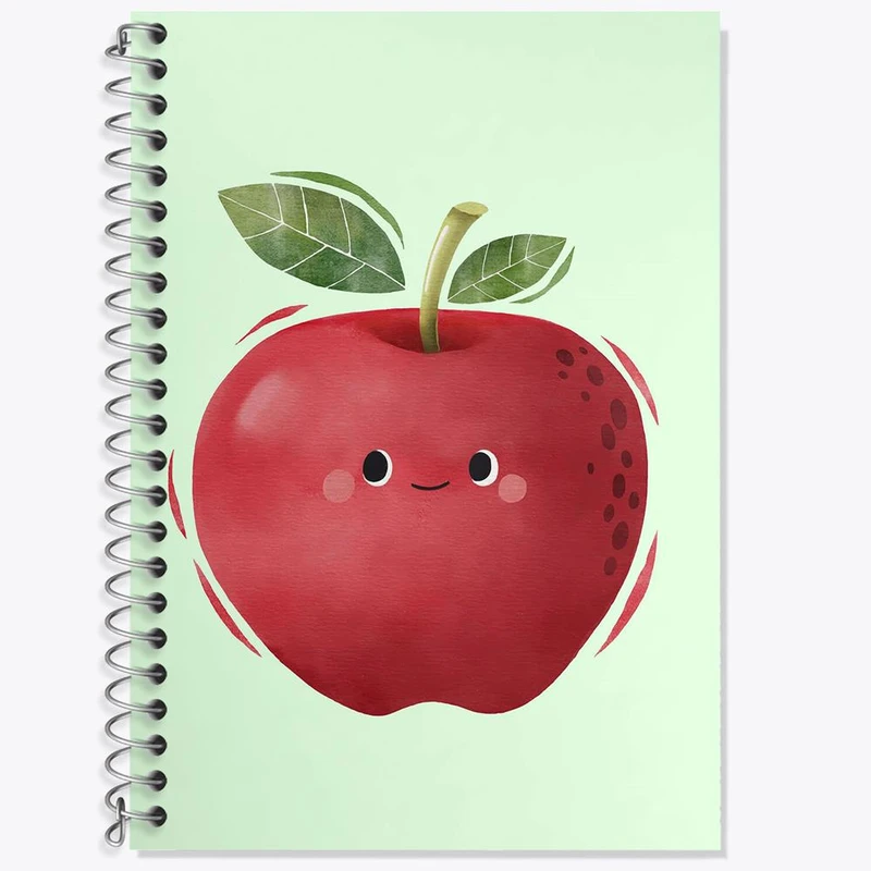 دفتر زبان 50 برگ خندالو مدل دو خط طرح سیب کد 28408