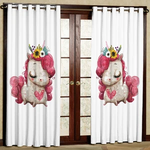 پرده مدل اسب تک شاخ مخمل پانچی کد 1059 سایز 140x280 سانتی متر