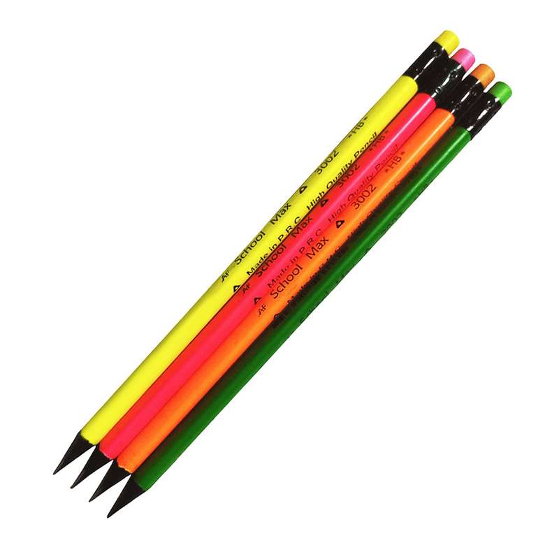 مداد مشکی مدل پاکن دار طرح Neon بسته 4 عددی