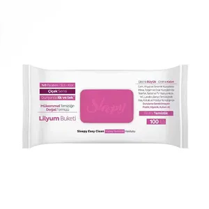 دستمال مرطوب تمیزکننده سطوح اسلیپی مدل لیلیوم بسته 100 عددی