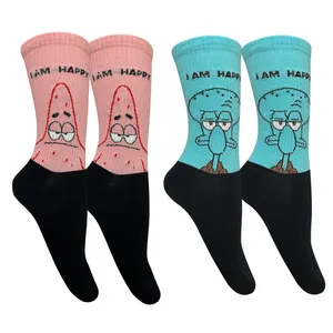 جوراب ساق بلند مردانه تن پوش هنگامه مدل پنبه کش اسپرت هپی پاتریک و اختاپوس بسته 2 عددی