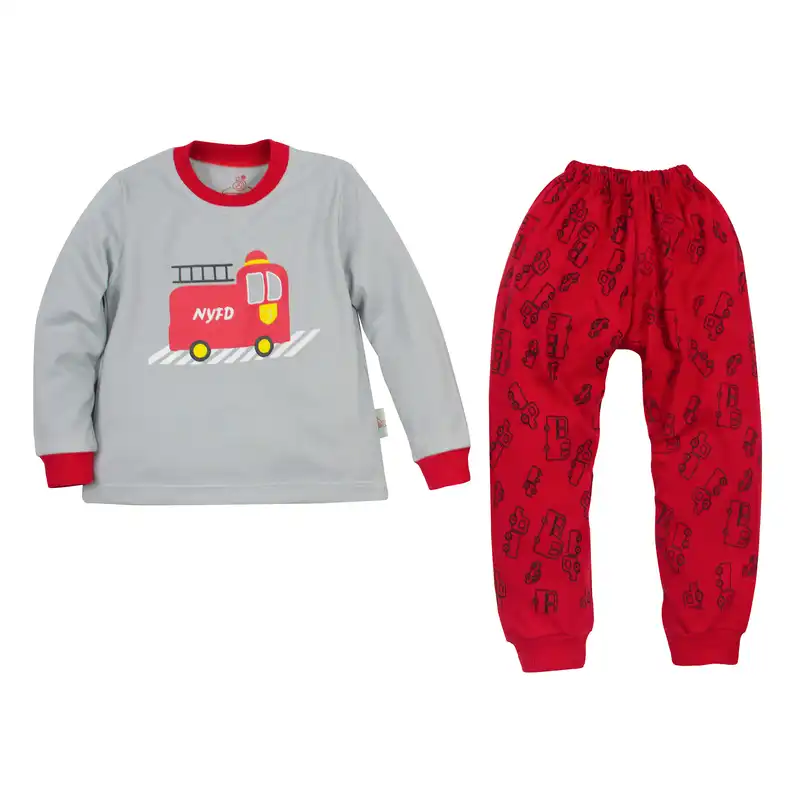 ست تی شرت آستین بلند و شلوار بچگانه سپیدپوش مدل آتش نشانی کد 64503