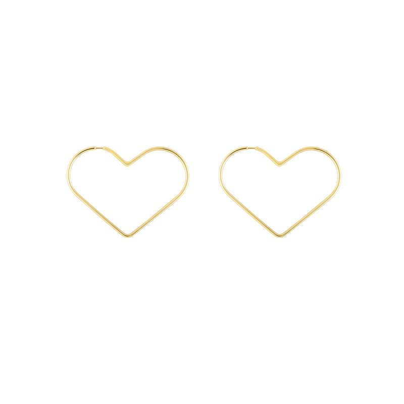 گوشواره طلا 18 عیار زنانه طلا و جواهر درریس مدل پروفیل قلب