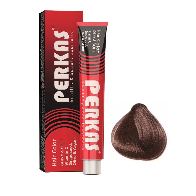 رنگ مو پرکاس شماره 5.04 حجم 100 میلی‌لیتر رنگ شاه بلوطی روشن (فندقی روشن)