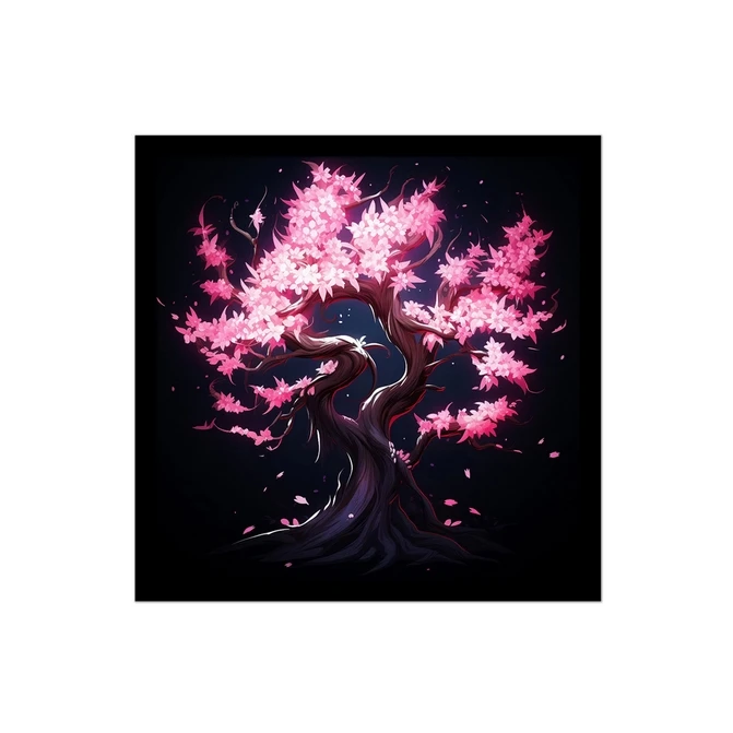 تابلو نوری بکلیت طرح گرافیکی بنسای شکوفه بهاری مدل B-MID-18834