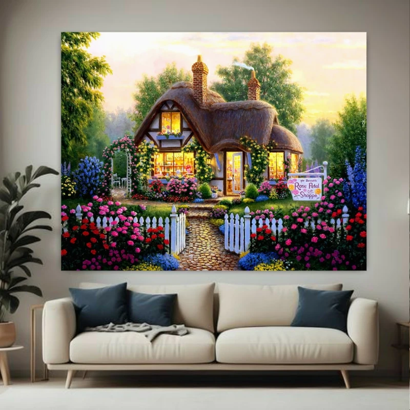 پوستر طرح مخمل کلبه مدل گل برگ کد BK23882