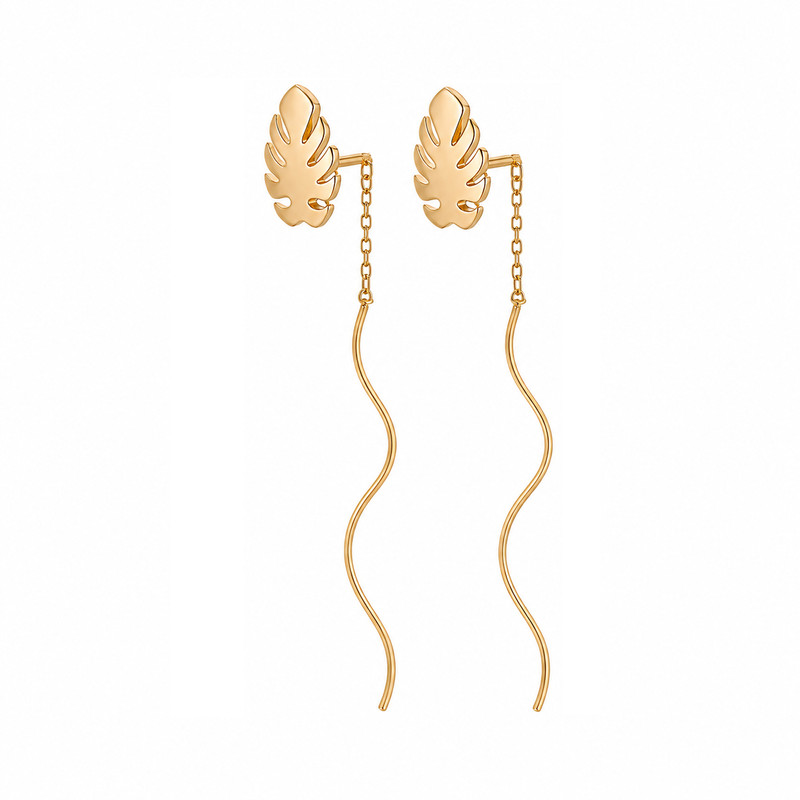 گوشواره بخیه‌ای طلا 18 عیار زنانه مان گالری مدل چنار کد EA01-0025800 - 3