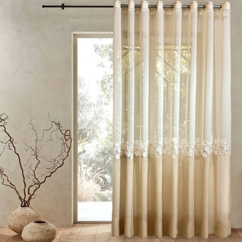 پرده مدل پانچ لینن تکه دوزی سایز 150x280 سانتی متر