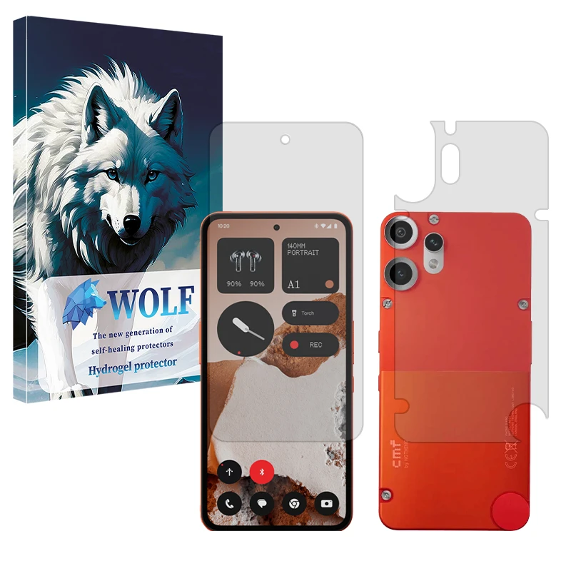 محافظ صفحه نمایش شفاف ولف مدل Tough مناسب برای گوشی موبایل ناتینگ CMF Phone 2 Pro به همراه محافظ پشت گوشی