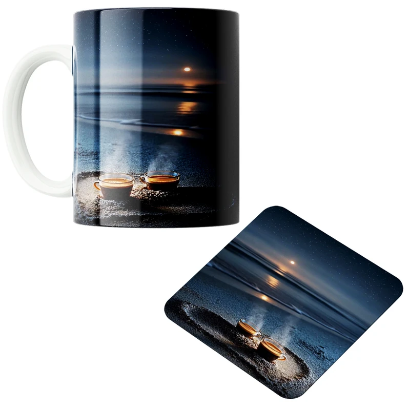 ماگ پاد آفرین مدل فنجان کاپوچینو کد 02 به همراه زیر لیوانی