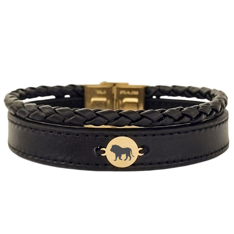 دستبند طلا 18 عیار مردانه لیردا مدل شیر 13402