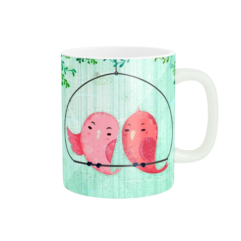 ماگ طرح نقاشی پرندگان در قفس کد 1370