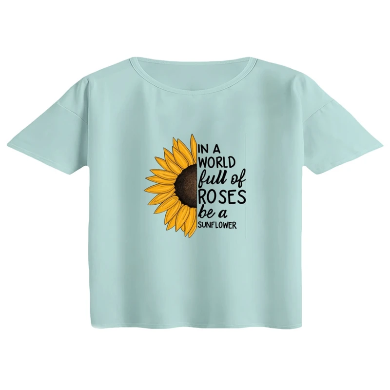 کراپ تی‌شرت آستین کوتاه زنانه مدل آفتابگردون