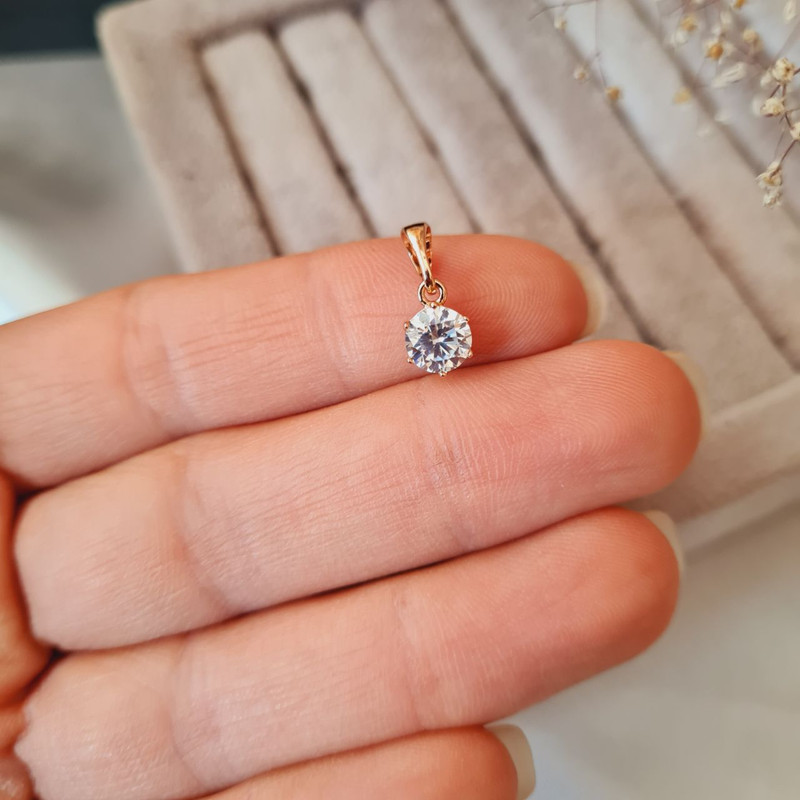 آویز گردنبند زنانه ژوپینگ مدل تک نگین 6 ضلعی کد j