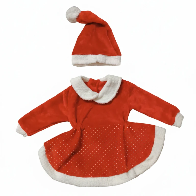 ست پیراهن و کلاه نوزادی مدل کریسمس