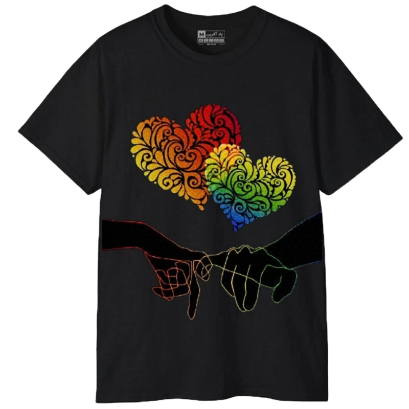 تی شرت آستین کوتاه مردانه پاد آفرین مدل دست قلب عشق کد 96