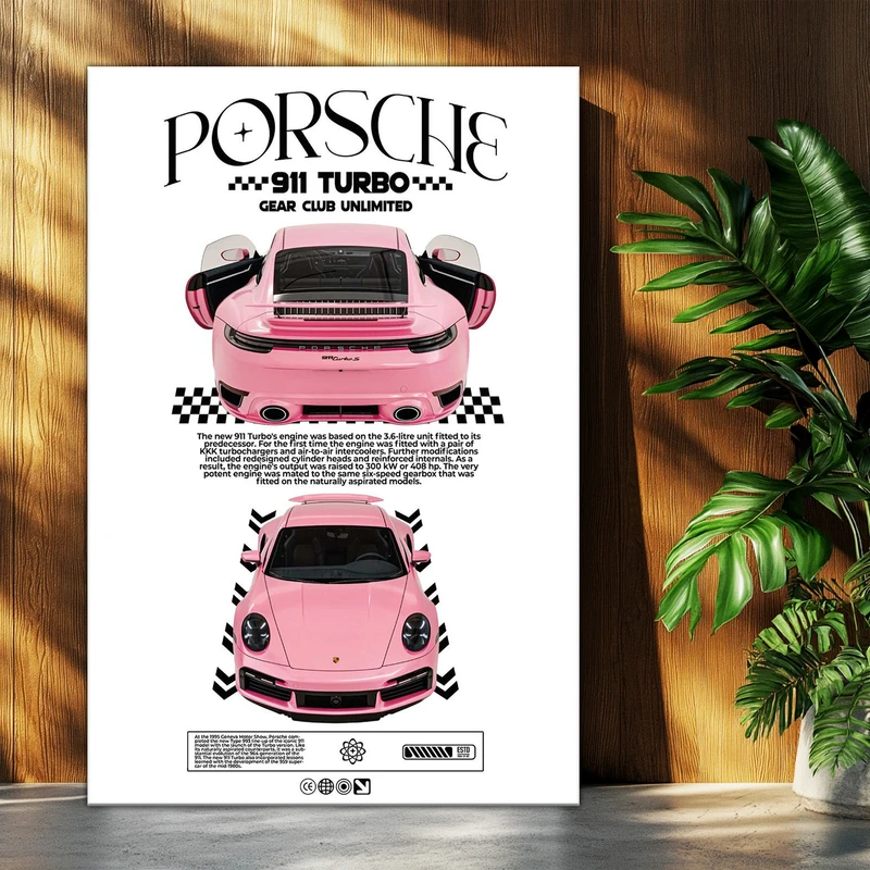 تابلو شاسی بکلیت طرح ماشین و خودرو پورشه PORSCHE 911 TURBO مدل T-po1572