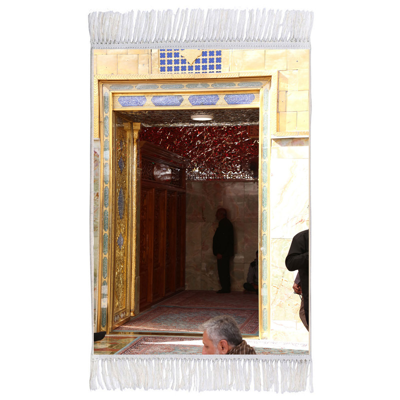 فرش ماشینی دیوارکوب اطلس آبی مدل حرم حضرت علی کد T4080