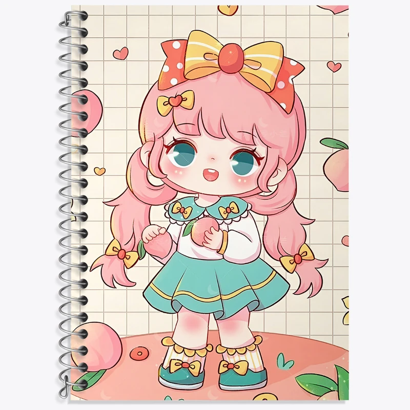 دفتر زبان 50 برگ خندالو مدل دو خط طرح دخترانه کیوت کد N3512