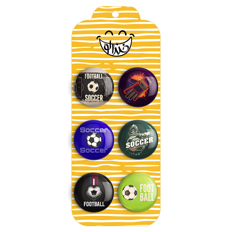مگنت خندالو طرح فوتبال Football کد 1665B مجموعه 6 عددی