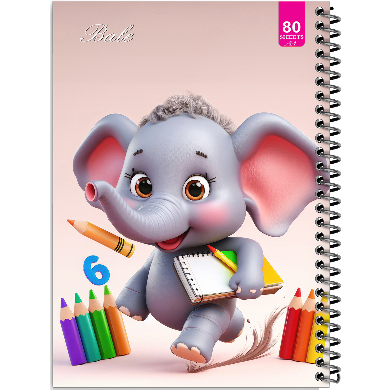 دفتر نقاشی 80 برگ بله مدل رحلی طرح فانتزی فیل کوچولوی هنرمند کد A4-M208