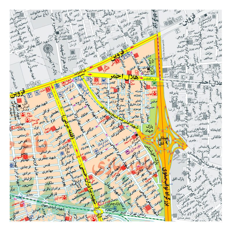 نقشه راهنمای منطقه ۱۷ تهران گیتاشناسی نوین کد ۱۳۱۷