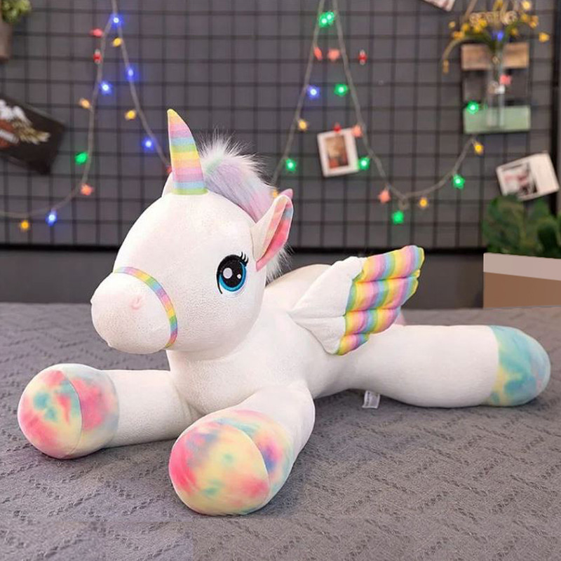 عروسک طرح اسب تک شاخ اکلیلی مدل Grittle Unicorn طول 42 سانتی متر