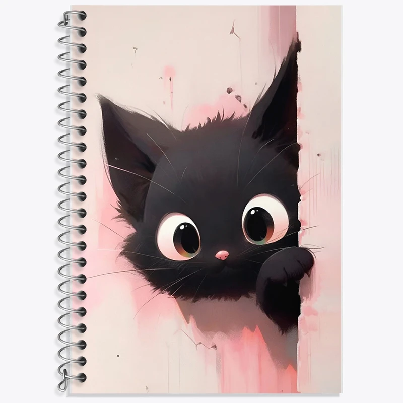 دفتر زبان 50 برگ خندالو مدل سه خط طرح گربه (Cat) کد F928