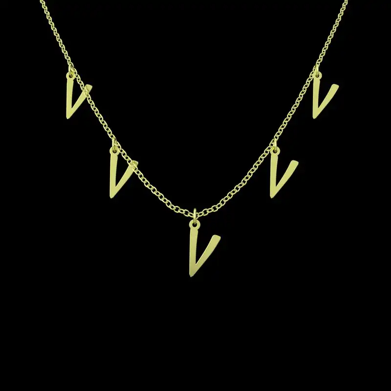 گردنبند طلا 18 عیار زنانه مدوپد مدل حرف V کد RNA16760