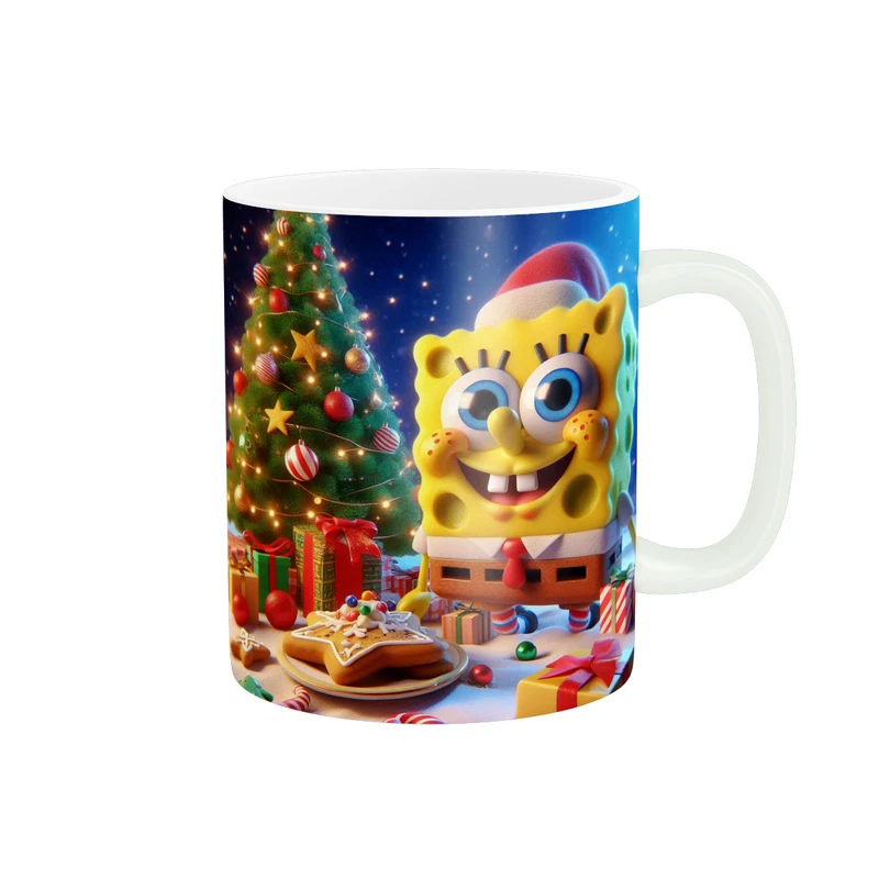 ماگ پاد آفرین طرح باب اسفنجی مدل کریسمس کد 175