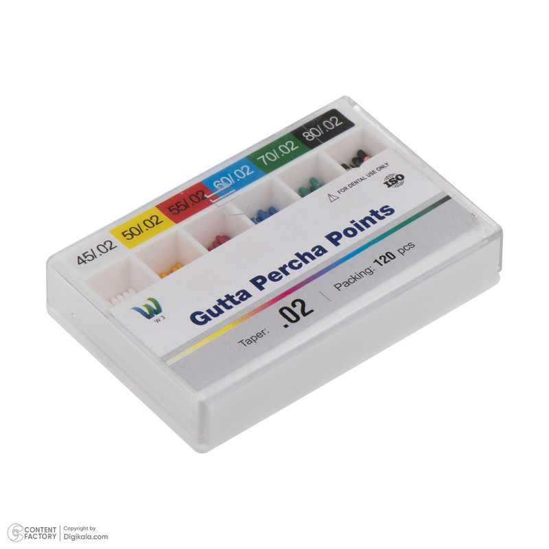 گوتا دندانپزشکی دبلیو تری مدل 45-80/02 بسته 120 عددی گوتا دندانپزشکی دبلیو تری مدل 45-80/02 بسته 120 عددی