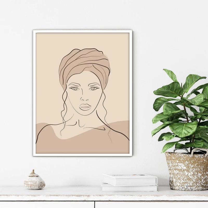 تابلو آتریسا طرح لاین آرت مدرن مدل ATFL117 فریم سفید