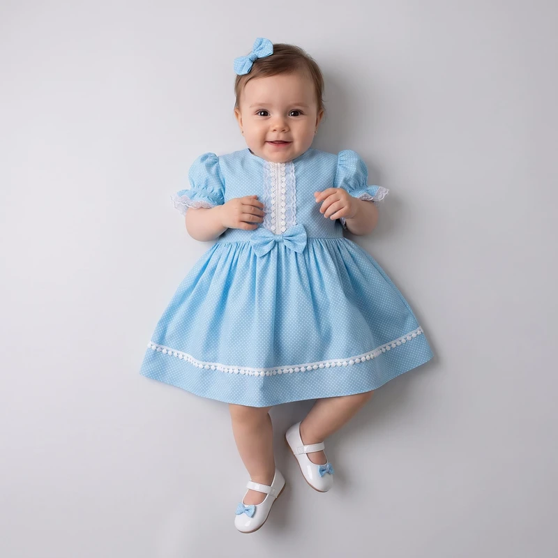 ست پیراهن و گیره مو دخترانه ژاکید مدل کاترینا