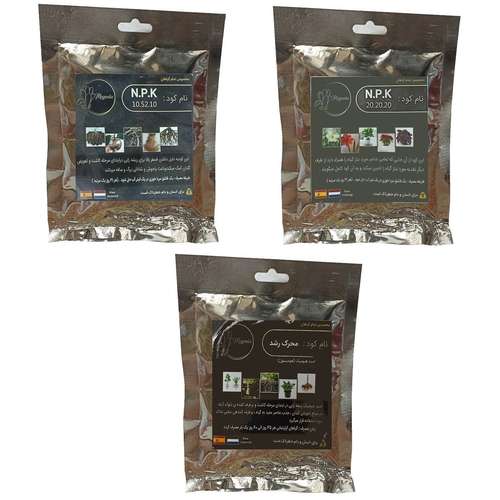 کود فسفر ریشه زایی (10-52-10) و کود کامل (20-20-20) و محرک رشد (هیومیک اسید) مدل raw material وزن 150 گرم