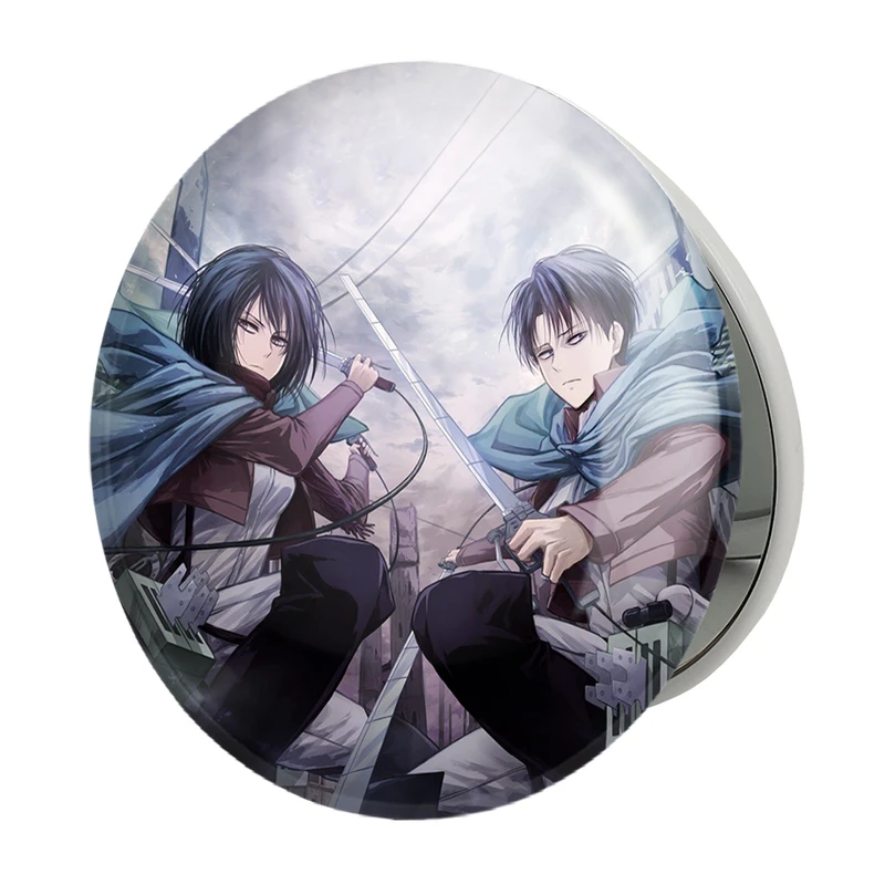 آینه جیبی خندالو طرح لیوای و میکاسا انیمه اتک آن تایتان Attack on Titan مدل تاشو کد 10983 