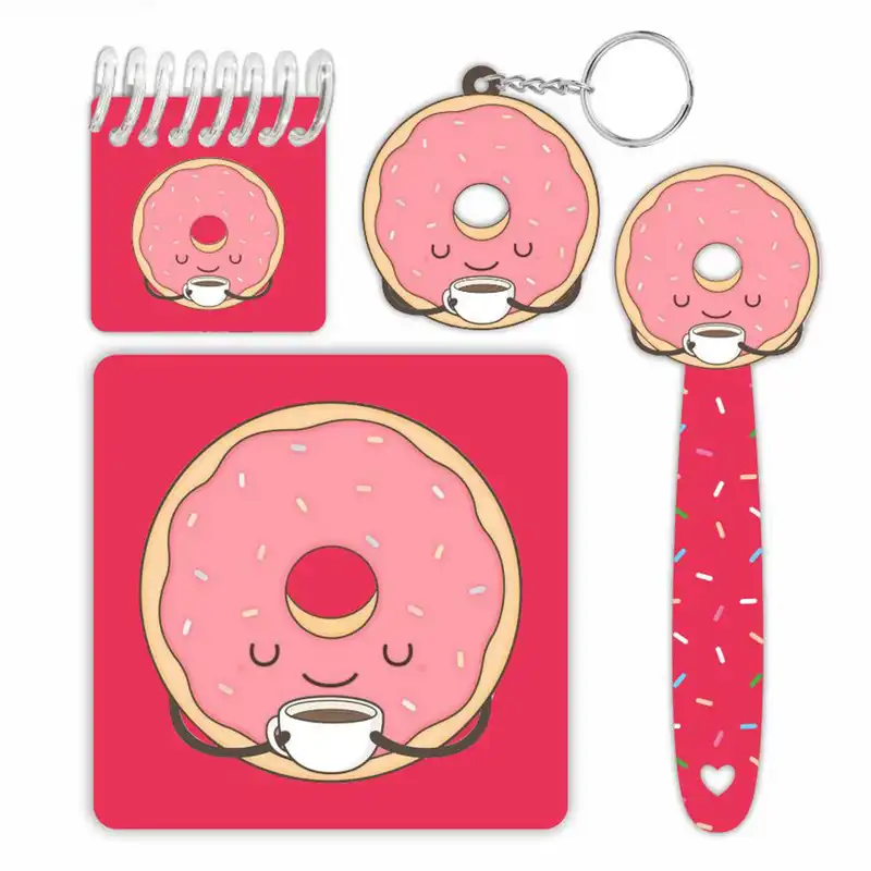 بسته لوازم تحریر طرح دونات مجموعه 4 عددی