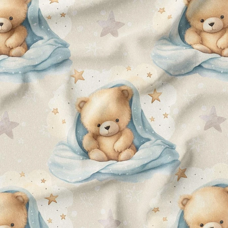 پارچه ملحفه عرض 1.5 متر  پارچه باما طرح سه بعدی نوزادی کد 5013670 رنگ کرم