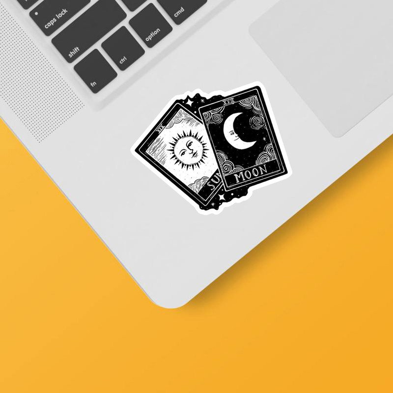 استیکر لپ تاپ و موبایل بووم طرح خورشید و ماه کد N25