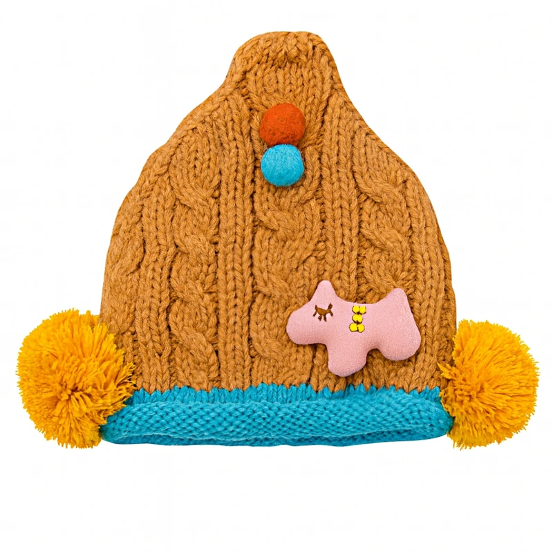 کلاه بافتنی دخترانه مدل  mustard Fluff Hero 