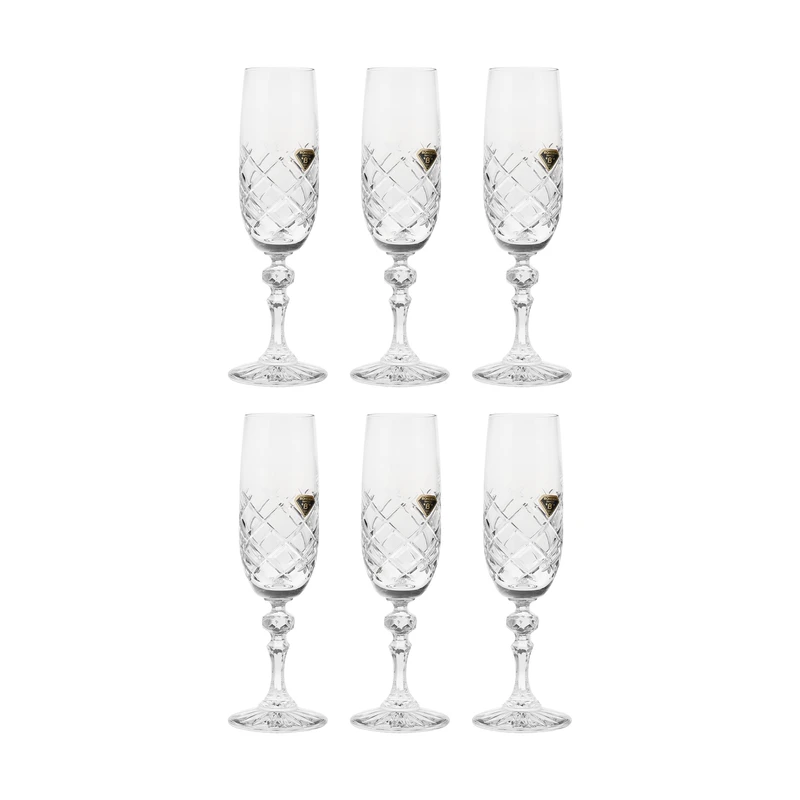 لیوان بوهمیا مدل پایه دار خشتی کد 48 بسته 6 تایی