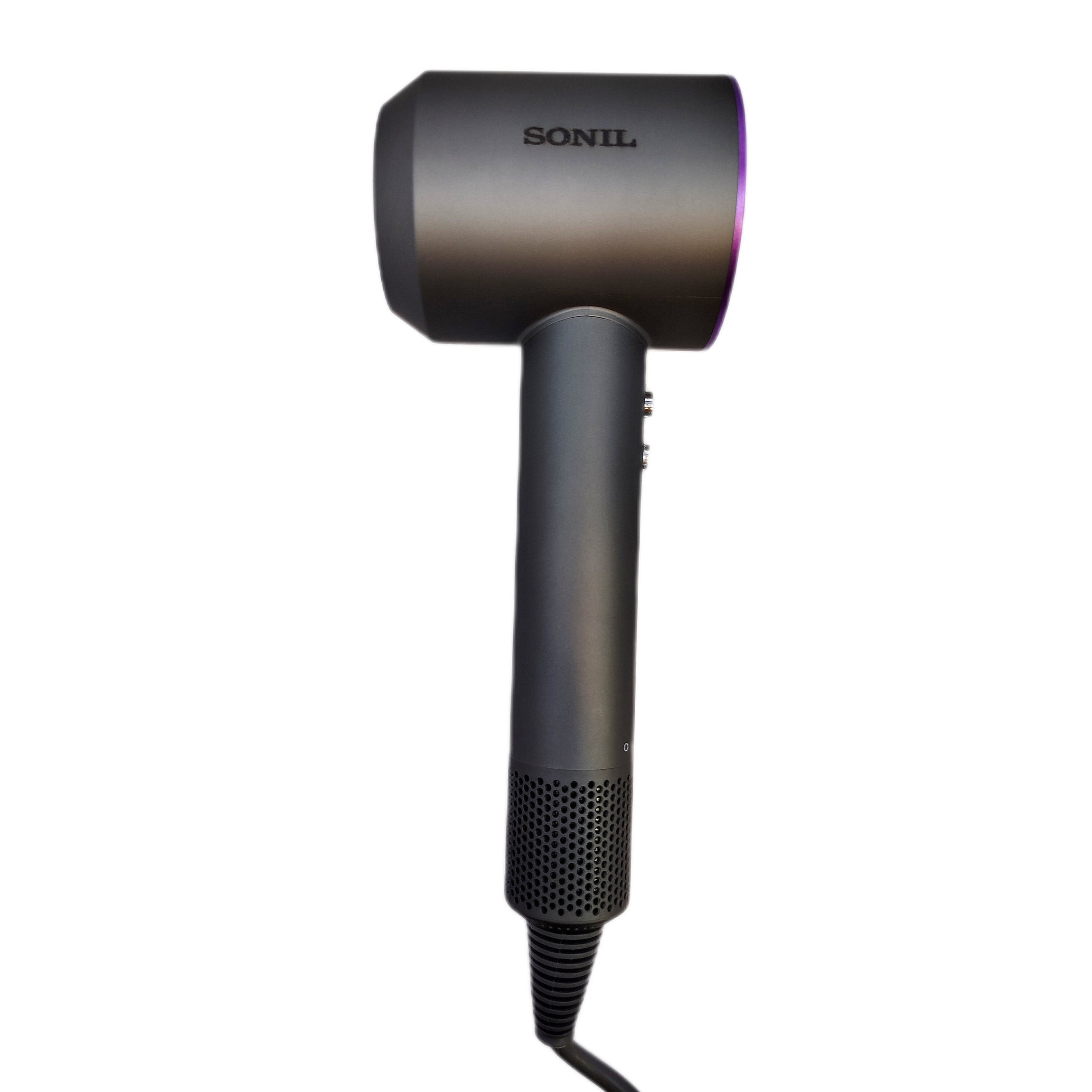 سشوار حرفه‌ای و آرایشگاهی سونیل مدل HDS-88030 با توان 1600 وات، موتور DC، المنت سرامیک تورمالین، تنظیم دما در 5 حالت، تنظیم سرعت در 2 حالت و 5 سری قابل تعویض