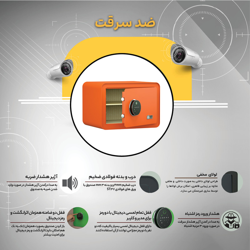 گاوصندوق الکترونیکی سدید مدل لمسی اثرانگشتی 350WFT