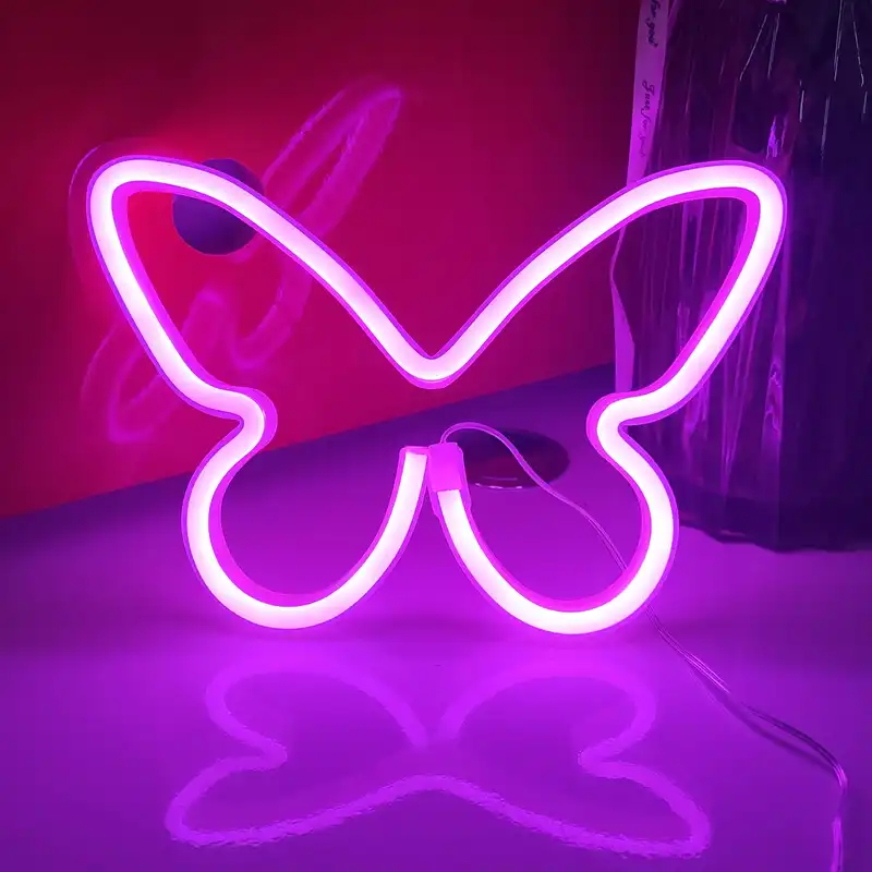 چراغ دیواری مدل تابلو نئون فلکسی نیونی طرح پروانه butterfly