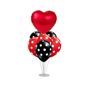 بادکنک سورتک مدل قلب مجموعه 7 عددی به همراه استند بادکنک